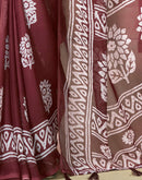 Maroon Georgette Printed Saree