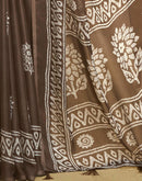 Brown Georgette Printed Saree