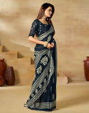 Blue Georgette Printed Saree