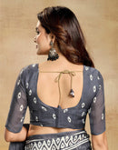 Grey Georgette Printed Saree