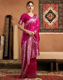 Rani Pink Silk Woven Banarasi Saree