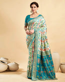 Cream Silk Woven Patola Saree