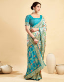 Cream Silk Woven Patola Saree