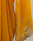 Yellow Silk Sequence Embroidery Saree