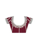 Maroon Tissue Silk Sequence Embroidery Saree