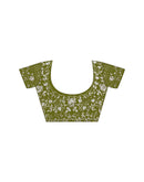 Green Organza Embroidery Lace Saree