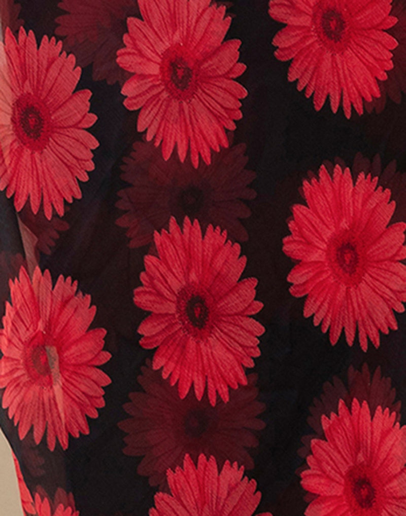 Black Chiffon Floral Printed Saree