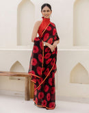 Black Chiffon Floral Printed Saree