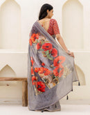 Multicoloured Cotton Embroidery Floral Printed Saree