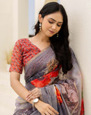 Multicoloured Cotton Embroidery Floral Printed Saree