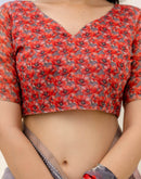 Multicoloured Cotton Embroidery Floral Printed Saree