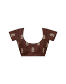 Brown Cotton Printed Saree