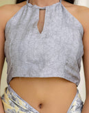 Grey Silk  Printed Saree