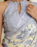 Grey Silk  Printed Saree