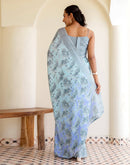 Grey Silk  Printed Saree
