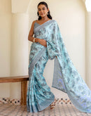 Grey Silk  Printed Saree