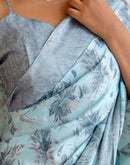 Grey Silk  Printed Saree