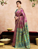Magenta Silk Woven Patola Saree