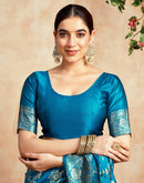 Blue Silk Woven Banarasi Saree