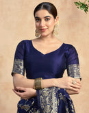 Blue Silk Woven Banarasi Saree