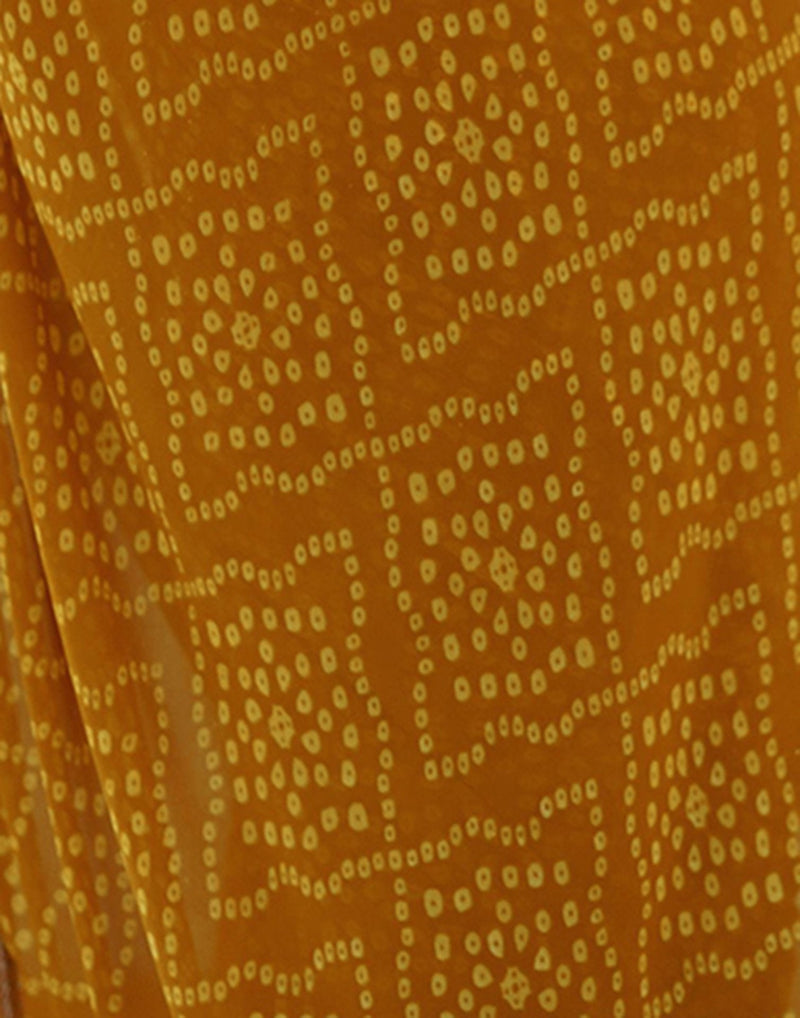 Yellow Georgette Printed Bandhani Saree