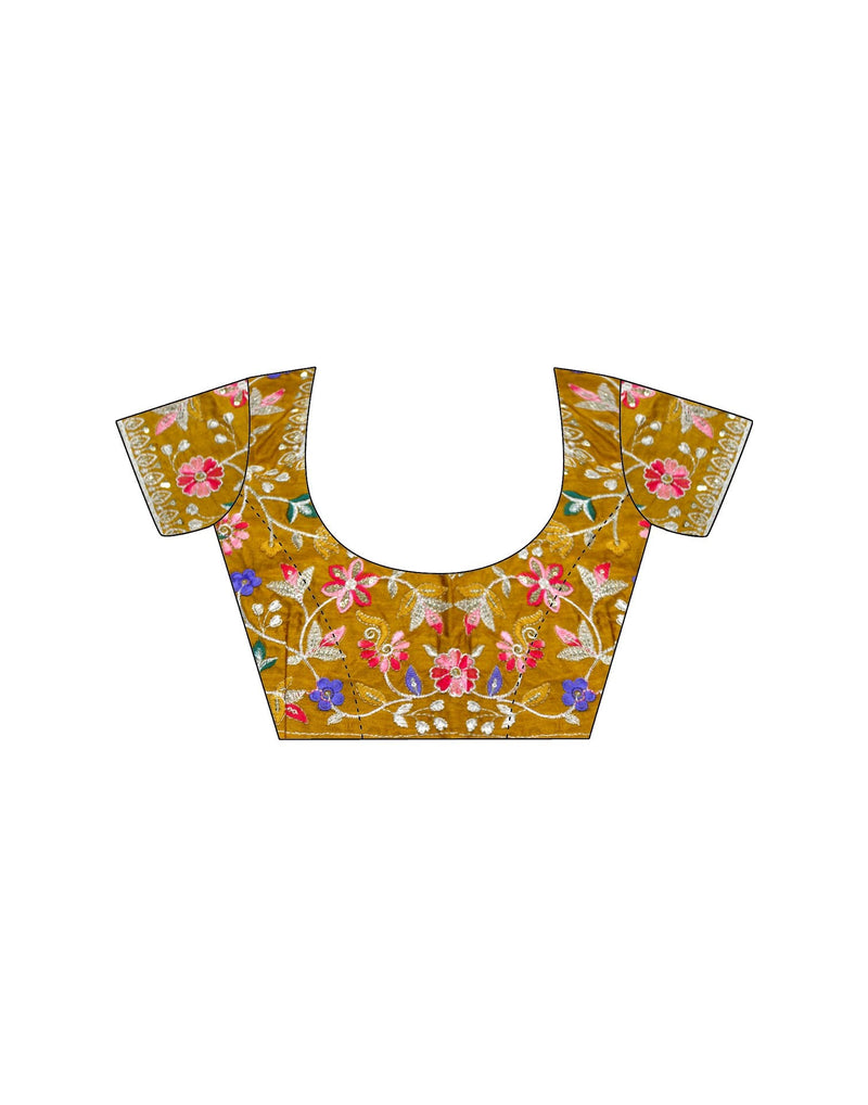 Yellow Georgette Printed Bandhani Saree