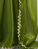 Green Tissue Silk Embroidery Lace Saree