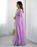 Purple Chiffon Embroidery Saree