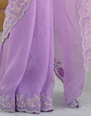 Purple Chiffon Embroidery Saree