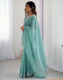 Blue Chiffon Embroidery Saree