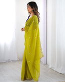 Green Chiffon Embroidery Saree