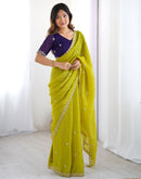 Green Chiffon Embroidery Saree