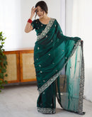 Green Tissue Silk Embroidery Saree