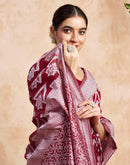Maroon Silk Woven Saree
