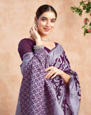 Purple Silk Woven Saree