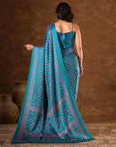 Blue Silk Printed Saree