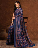 Blue Silk Printed Saree