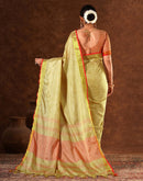 Beige Silk Zari work Plain Saree