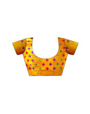 Yellow Silk Floral Printed Saree