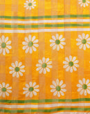 Yellow Silk Floral Printed Saree