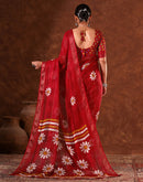 Red Silk Floral Printed Saree
