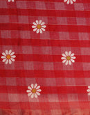 Red Silk Floral Printed Saree