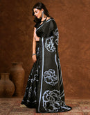 Black Cotton Blend Printed Saree