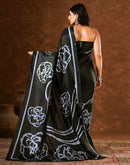 Black Cotton Blend Printed Saree