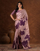 Mauve Cotton Printed Saree
