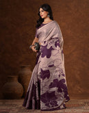 Mauve Cotton Printed Saree