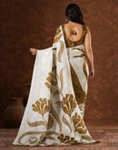Off White Cotton Printed Saree