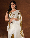 Off White Cotton Printed Saree