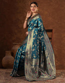 Blue Silk Woven Banarasi Saree