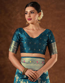 Blue Silk Woven Banarasi Saree